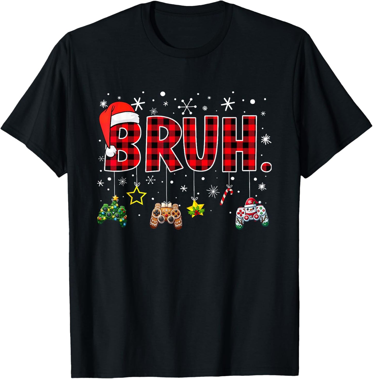 Christmas Bruh Gamer Controller Xmas Gaming Boys Kids Youth T-Shirt - T-Shirt | Black
