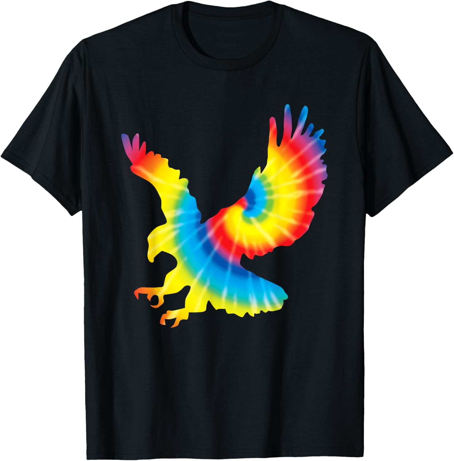 Tie Dye Eagle Rainbow Print Hawk Animal Hippie Peace Gift T-Shirt - T-Shirt | Black