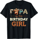 Papa of The Birthday Girl Highland Cow Print First Bday T-Shirt - T-Shirt | Black