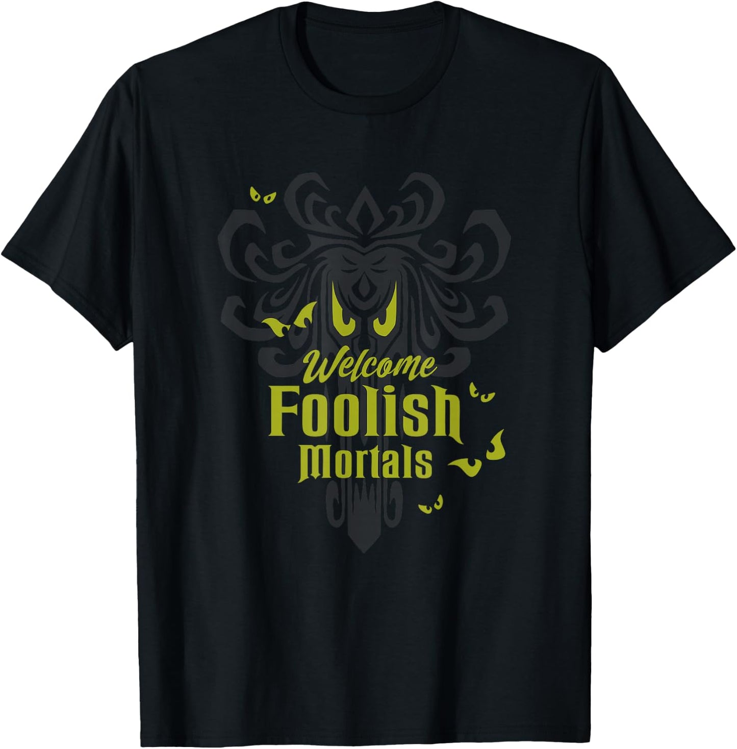 The Haunted Mansion Welcome Foolish Mortals Spooky Logo T-Shirt - T-Shirt | Black