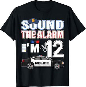 Police Car 12th Birthday Boy 12 year old Policeman Officer T-Shirt - T-Shirt | Black