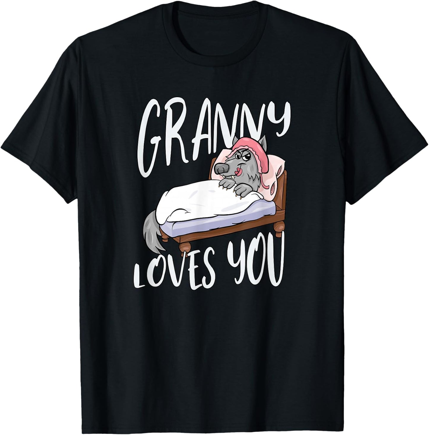 Granny Loves You Bad Grandma Wolf In Disguise T-Shirt - T-Shirt | Black