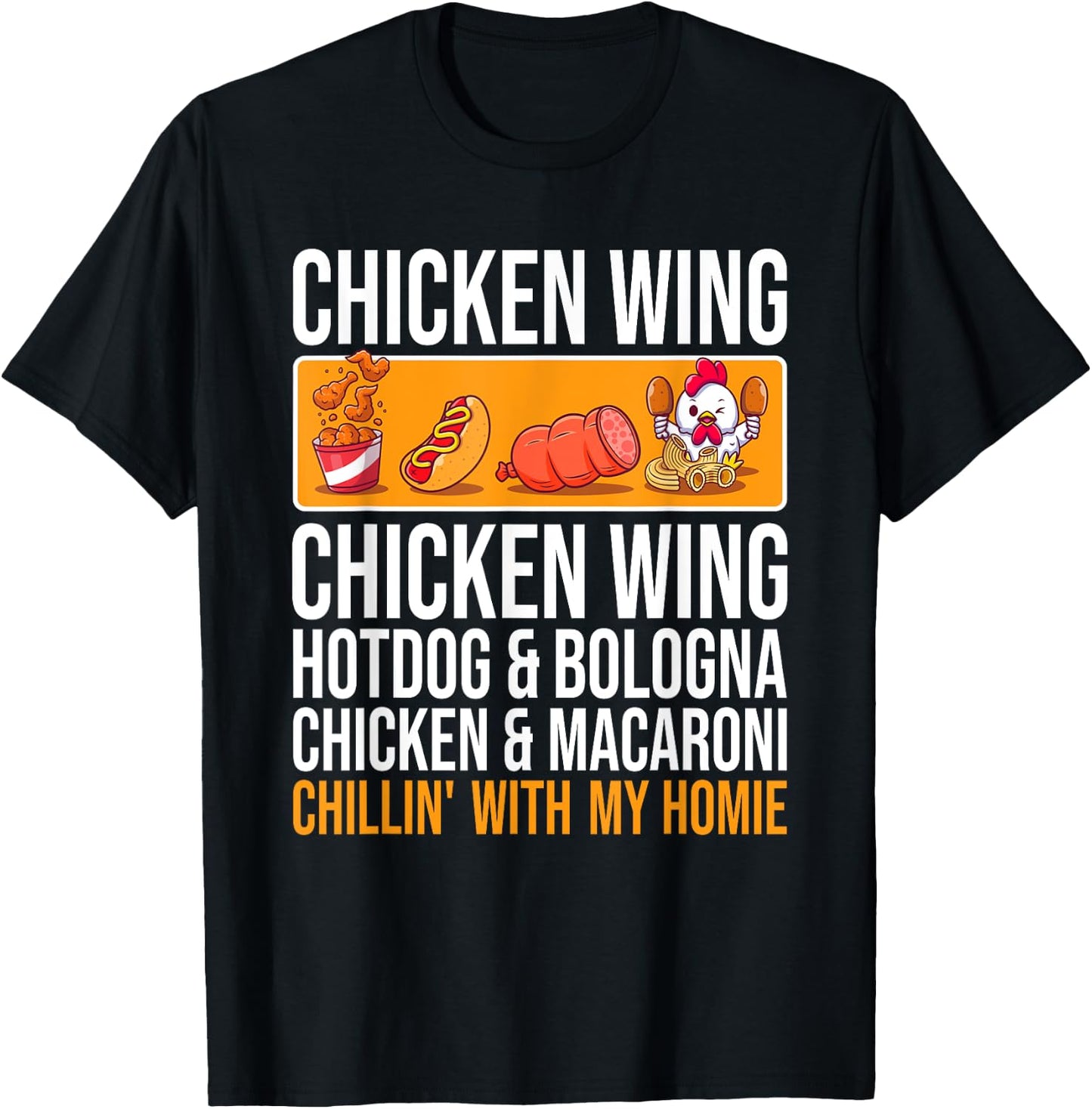 Chicken Wing Chicken Wing Hot Dog and Bologna Women Kids T-Shirt - T-Shirt | Black
