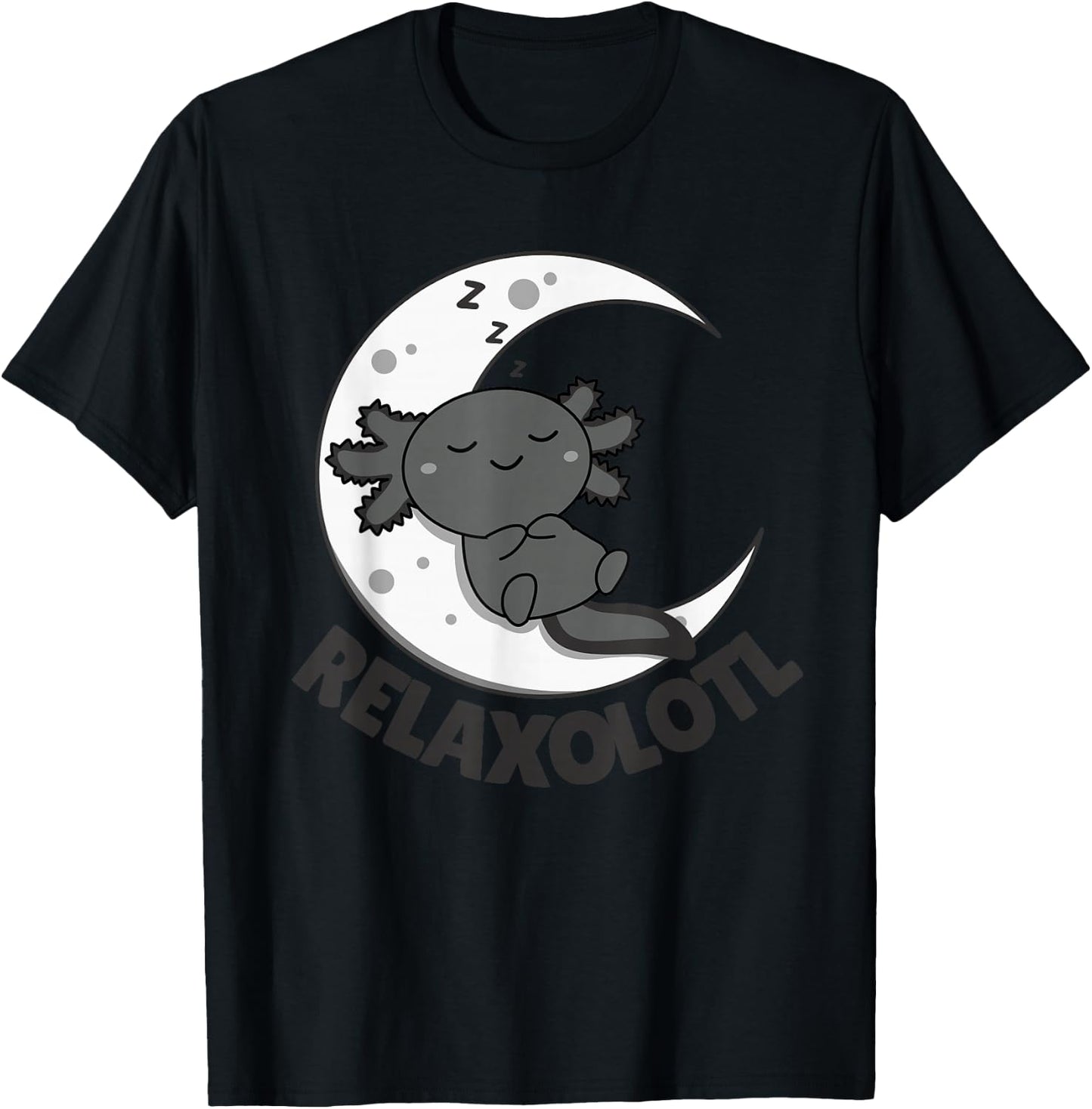 Relaxolotl Axolotl Moon sleep Animals Relax Sweet Axolotl T-Shirt - T-Shirt | Black