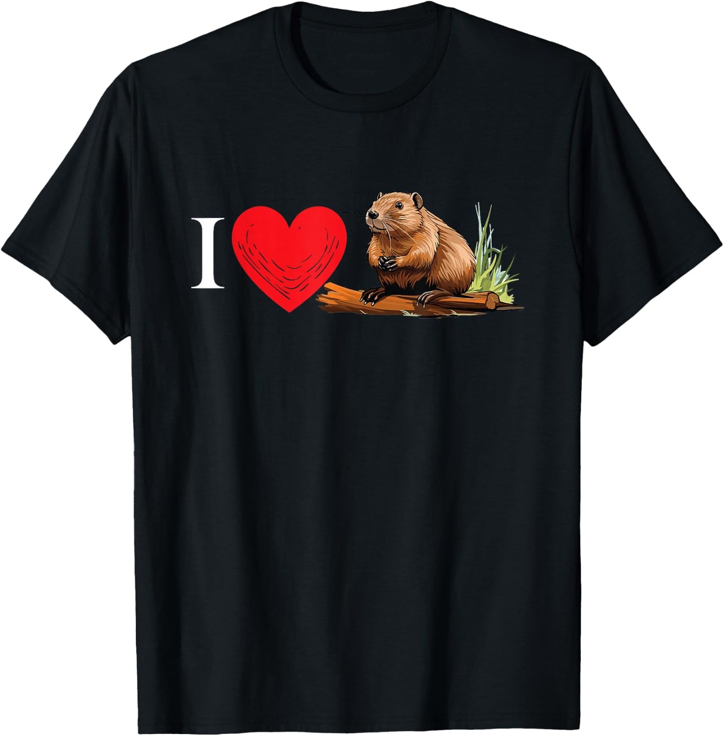 Beaver Funny Bobr I Love Beaver Animal Meme T-Shirt - T-Shirt | Black