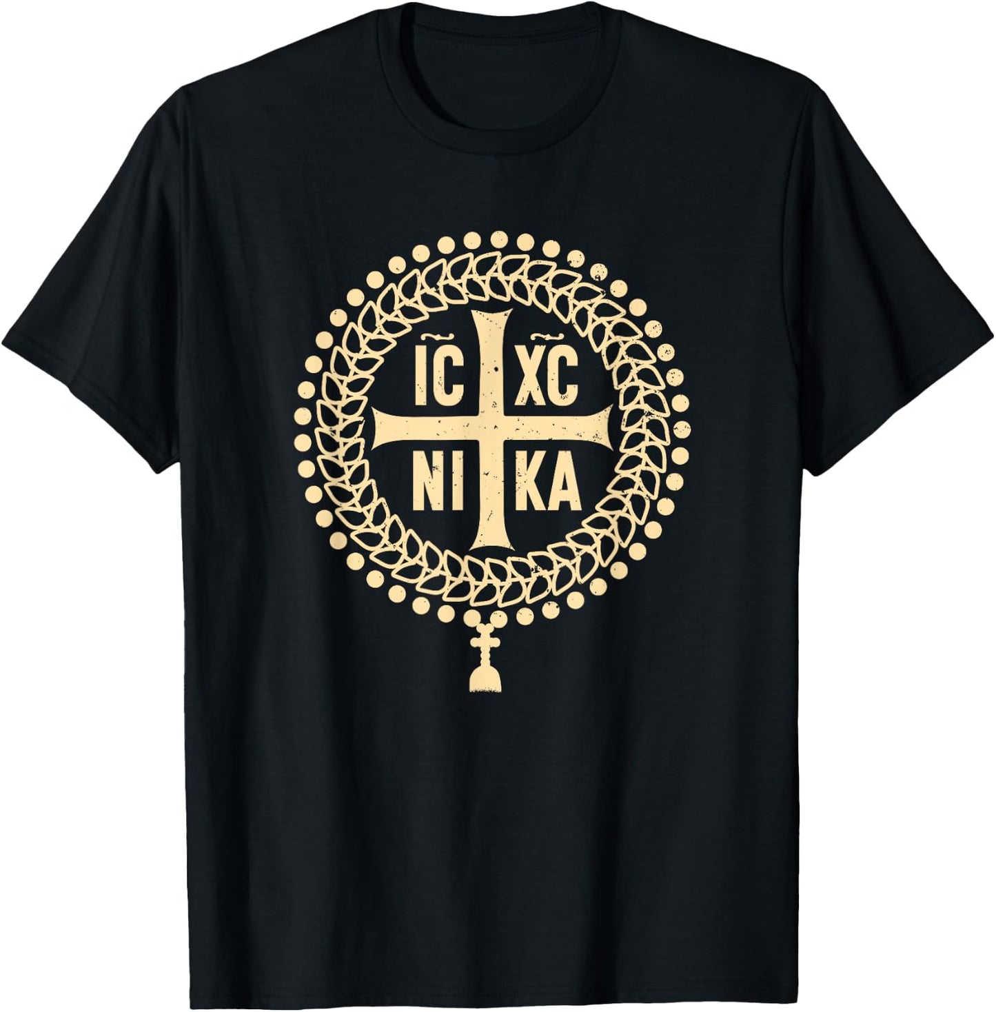 ICXC NIKA Greek Eastern Orthodox Christian Cross T-Shirt - T-Shirt | Black