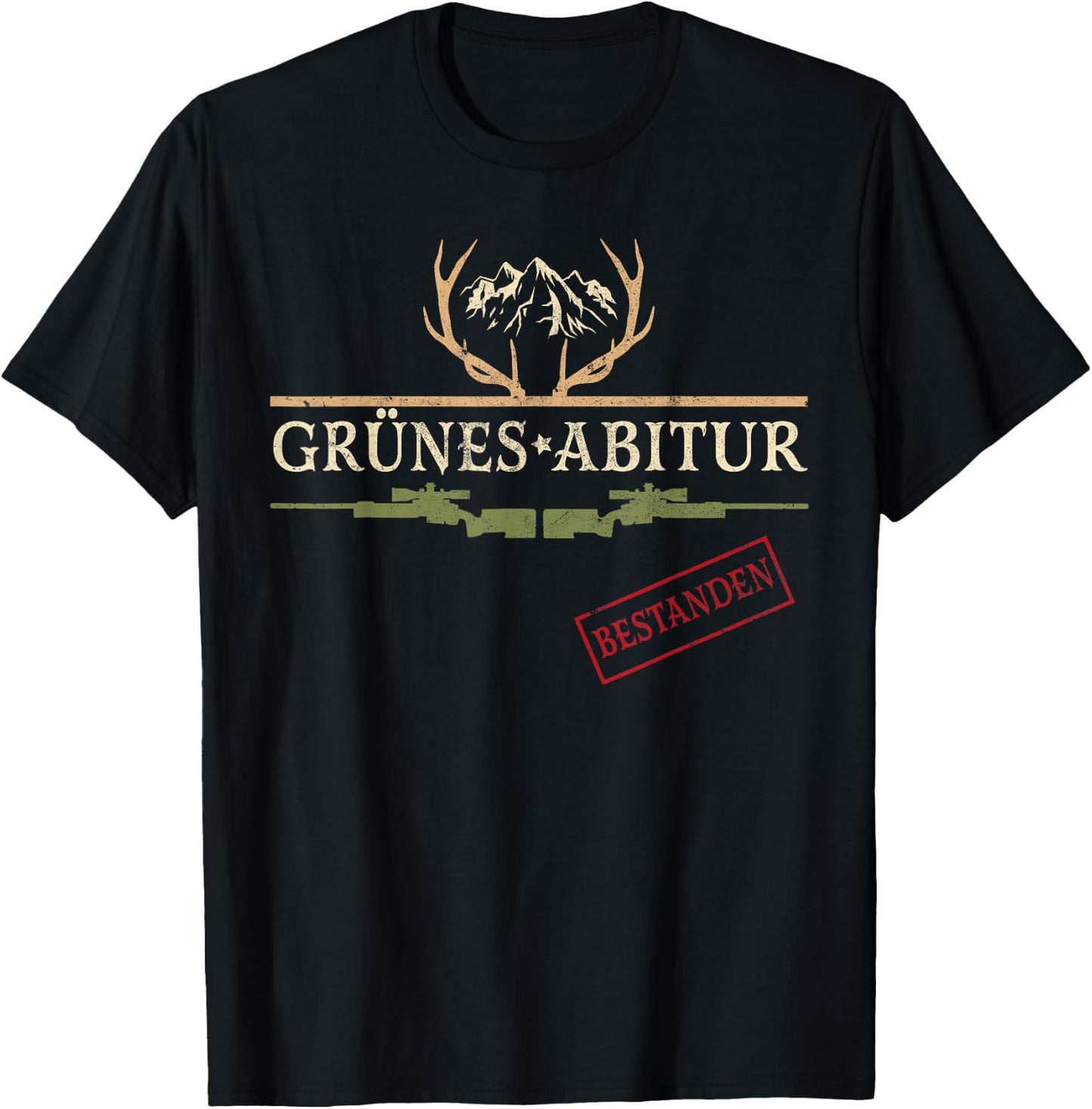 Grünes Abitur Jagdschein Jägerprüfung Jäger T-Shirt - T-Shirt | Black