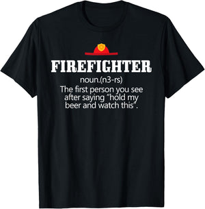 Funny Firefighter Definition T-Shirt - T-Shirt | Black