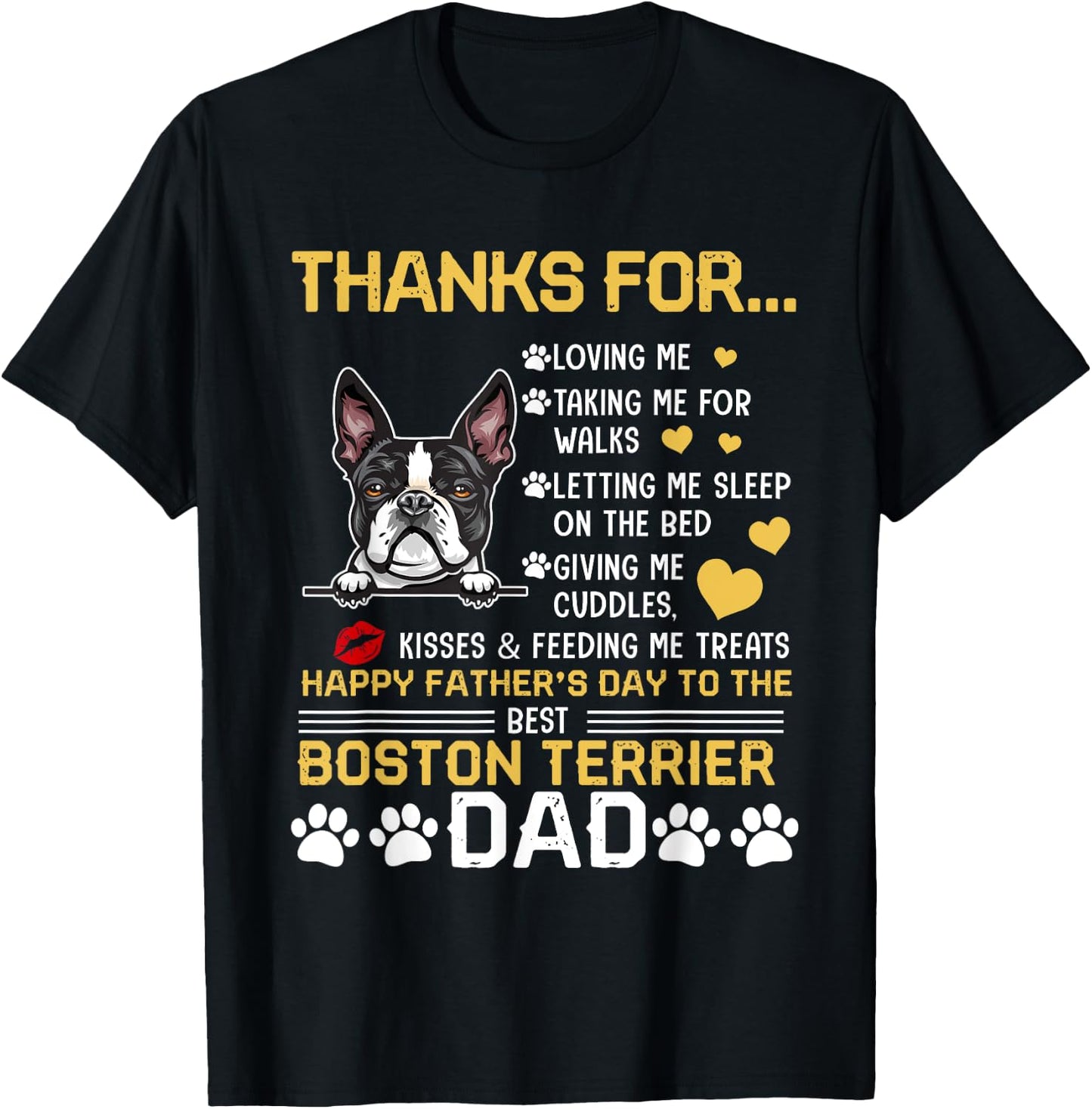 Best Boston Terrier Dog Dad Lover Happy Father's Day T-Shirt - T-Shirt | Black