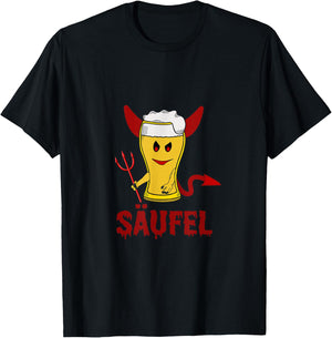 Teufel Säufer Word Game SÄUFEL Funny Beer Fancy Dress , black T-Shirt - T-Shirt | Black