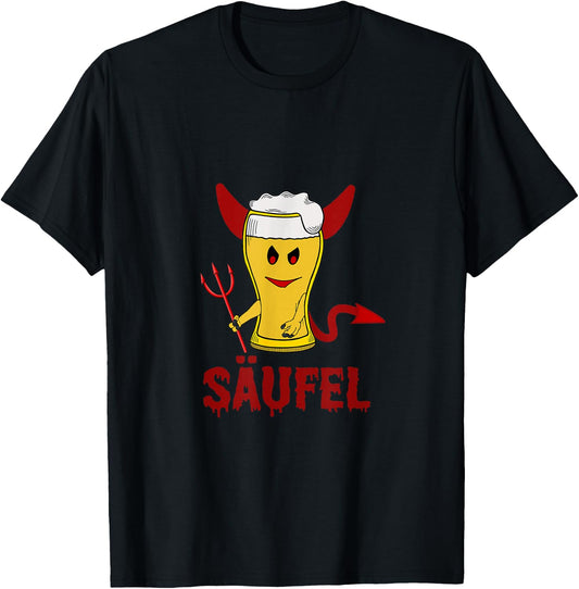 Teufel Säufer Word Game SÄUFEL Funny Beer Fancy Dress , black T-Shirt - T-Shirt | Black