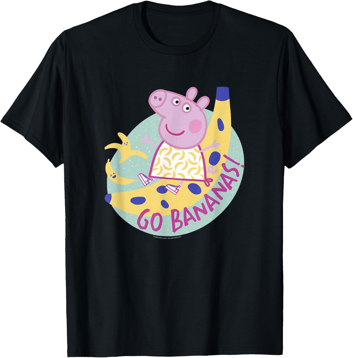 Peppa Pig Go Bananas! Funny Fruit Portrait T-Shirt - T-Shirt | Black