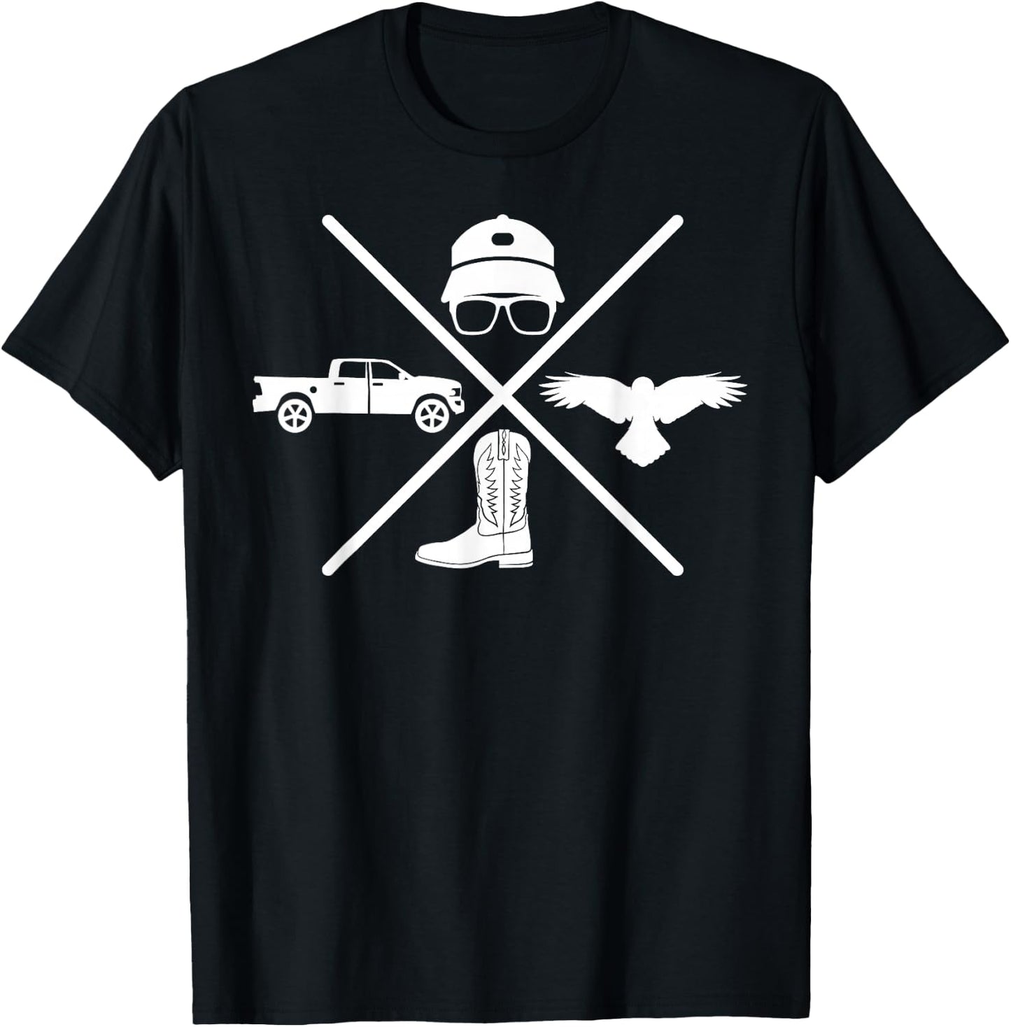 Funny Hat Truck Cowboy Boots For Country Rock Lovers T-Shirt - T-Shirt | Black