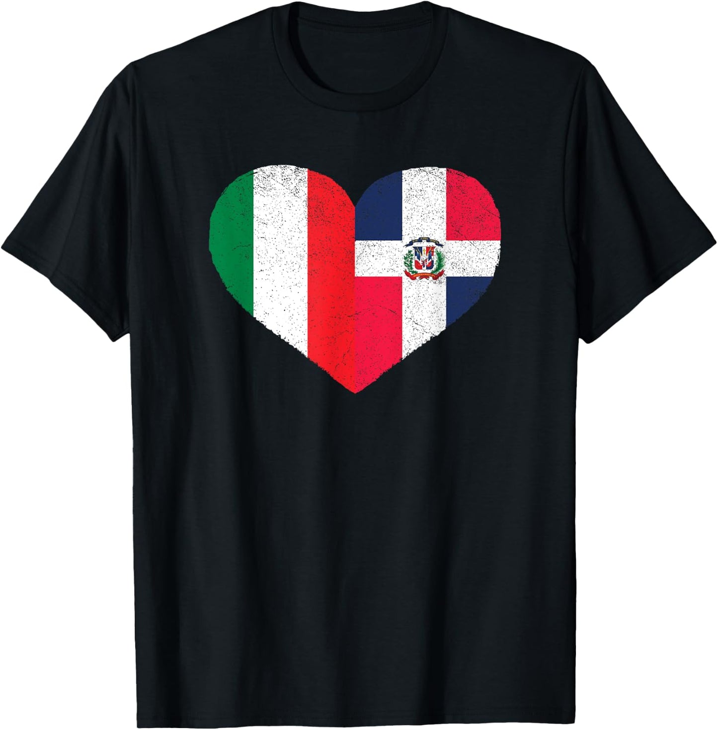 Italian Dominican Flag Heart Italy Dominican Republic T-Shirt - T-Shirt | Black