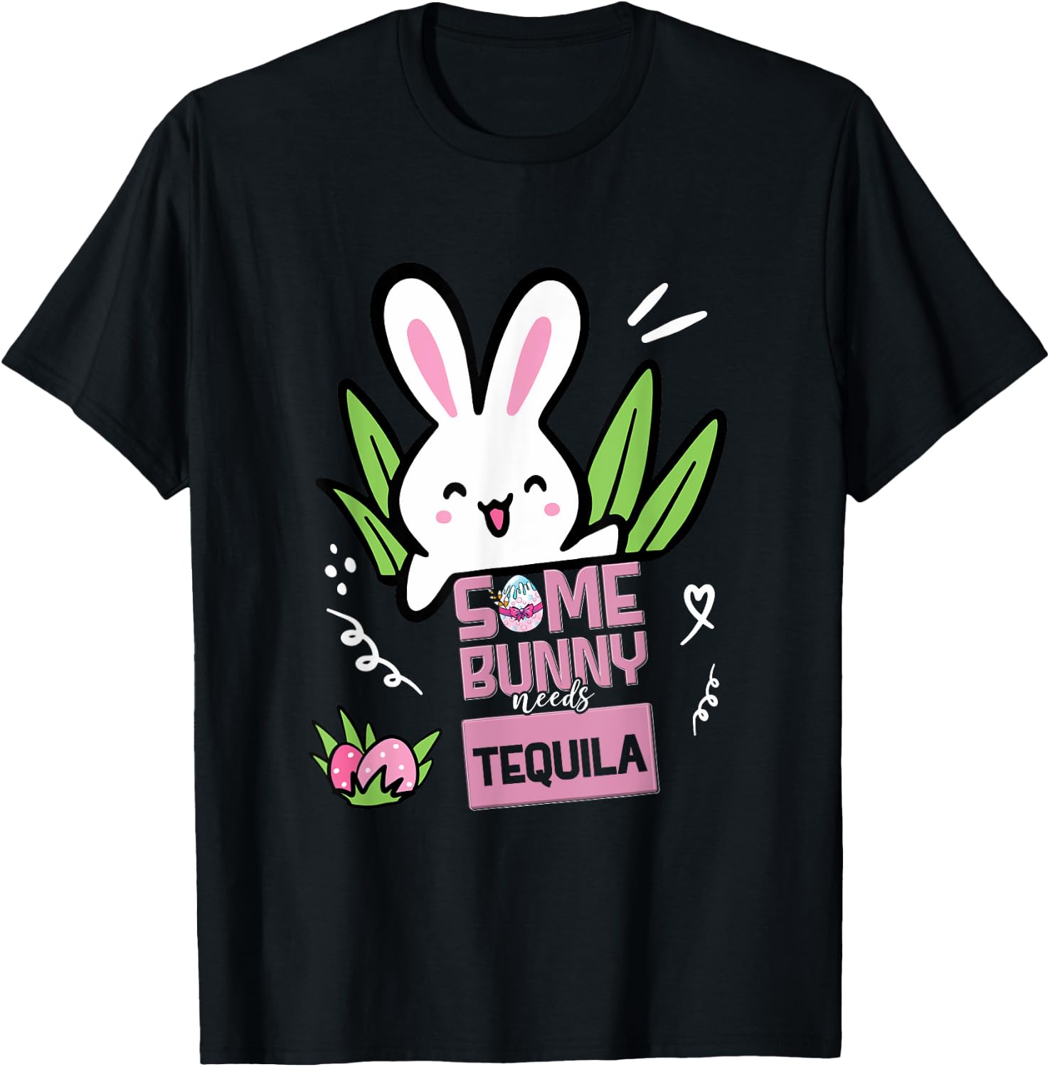 Easter Tequila Drink Rabbit - Funny Some Bunny Needs Coffee T-Shirt - T-Shirt | Black