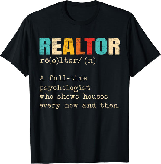 Funny Realtor Definition Real Estate Agent House Seller T-Shirt - T-Shirt | Black