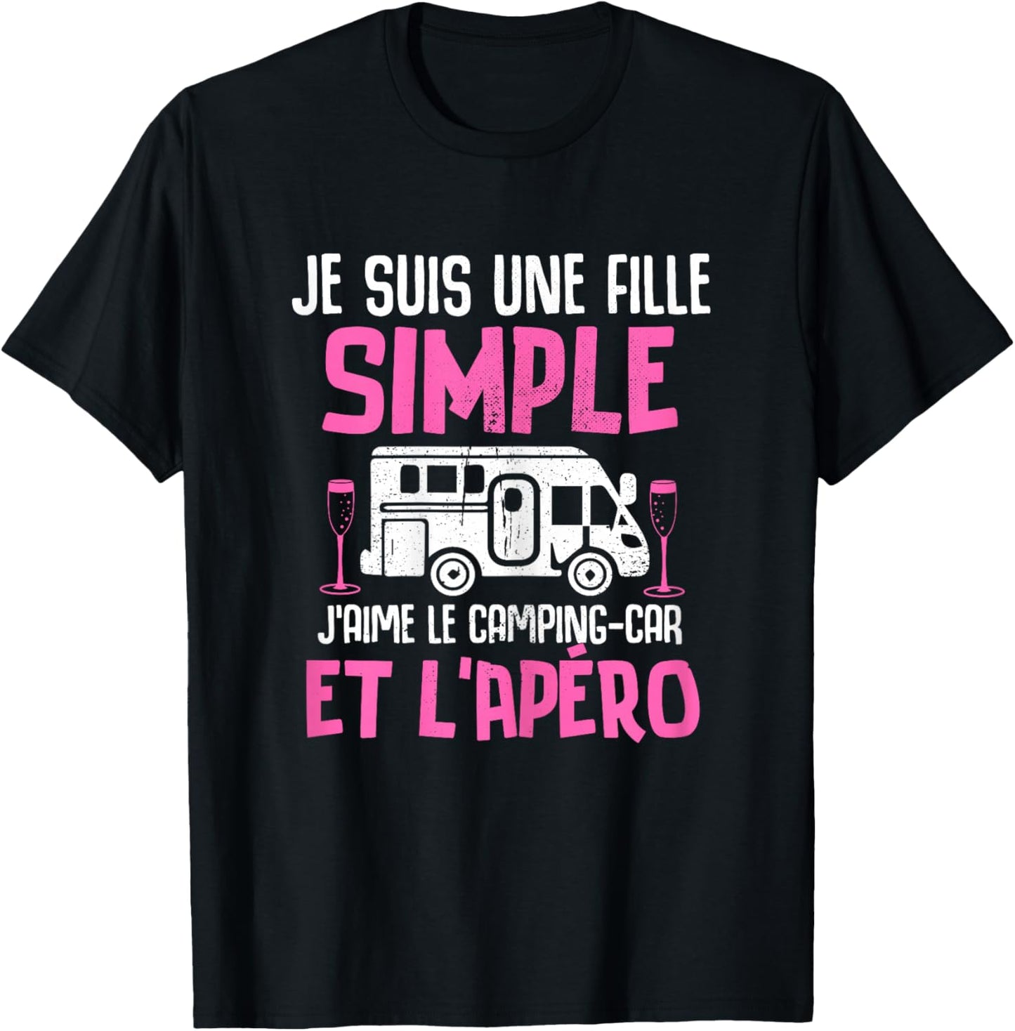 Simple Girl I Love the Camper Aperitif Woman Camper , Black T-Shirt - T-Shirt | Black