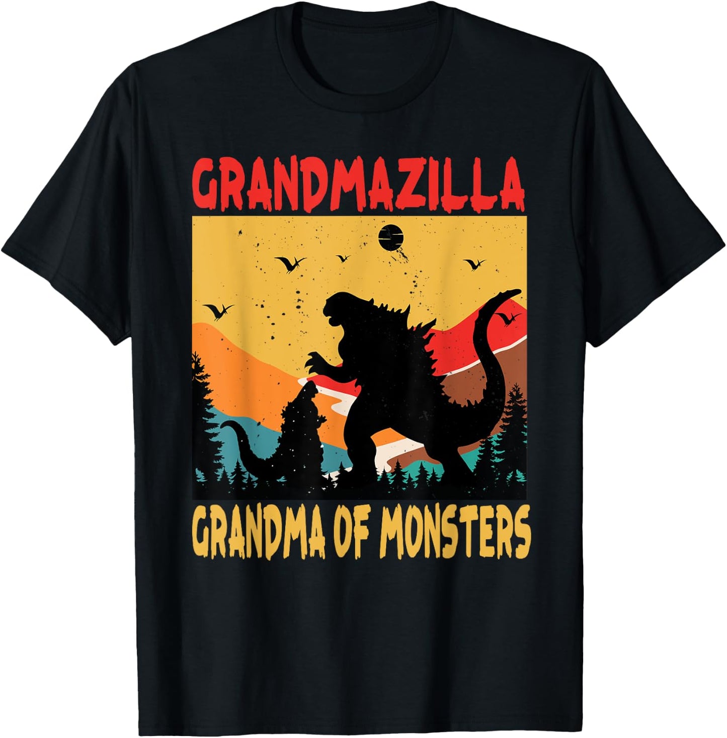 Grandmazilla Grandma Of Monsters Women Halloween Christmas T-Shirt - T-Shirt | Black
