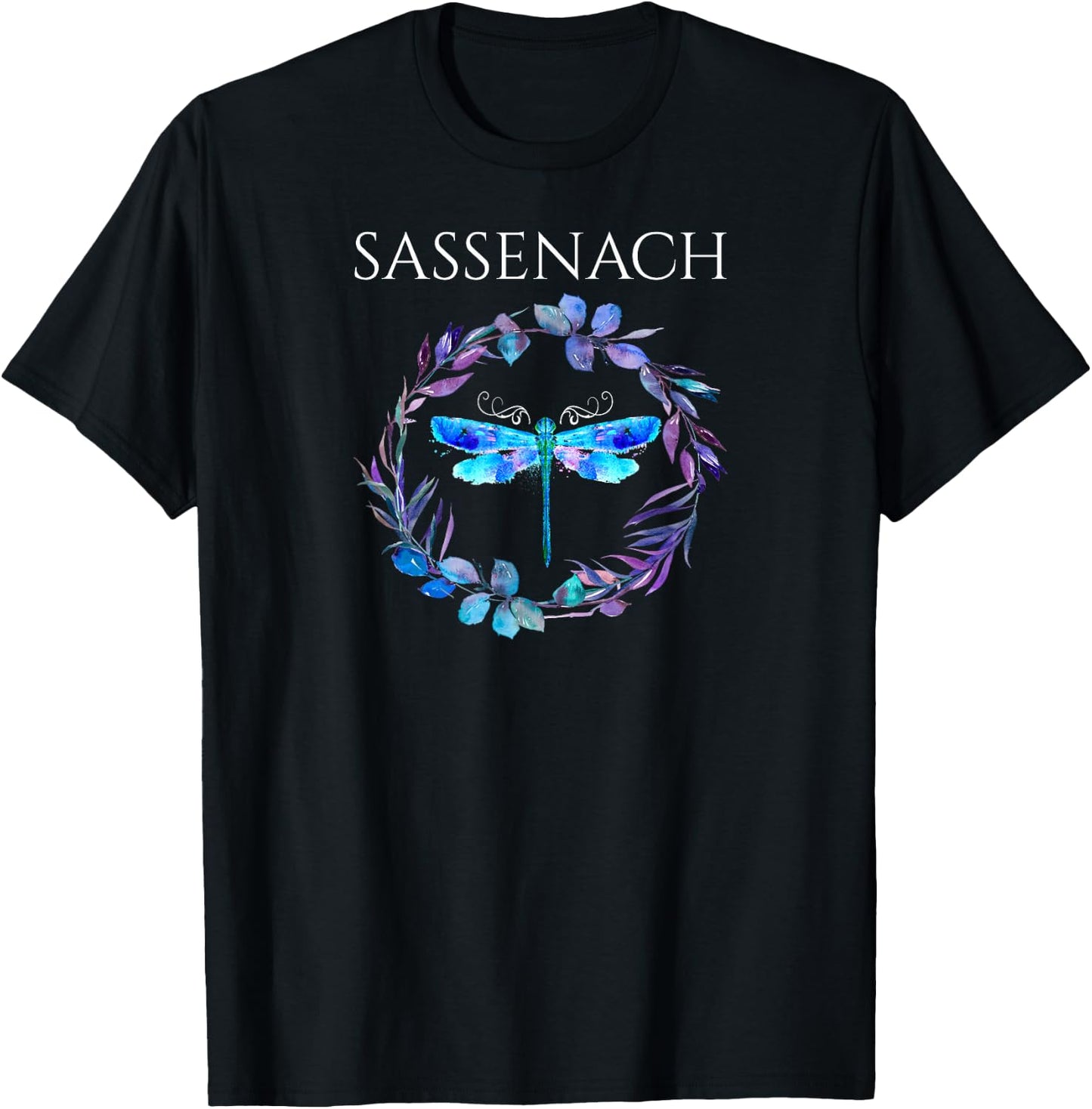 Sassenach Dragonfly Flower Flowers T-Shirt - T-Shirt | Black