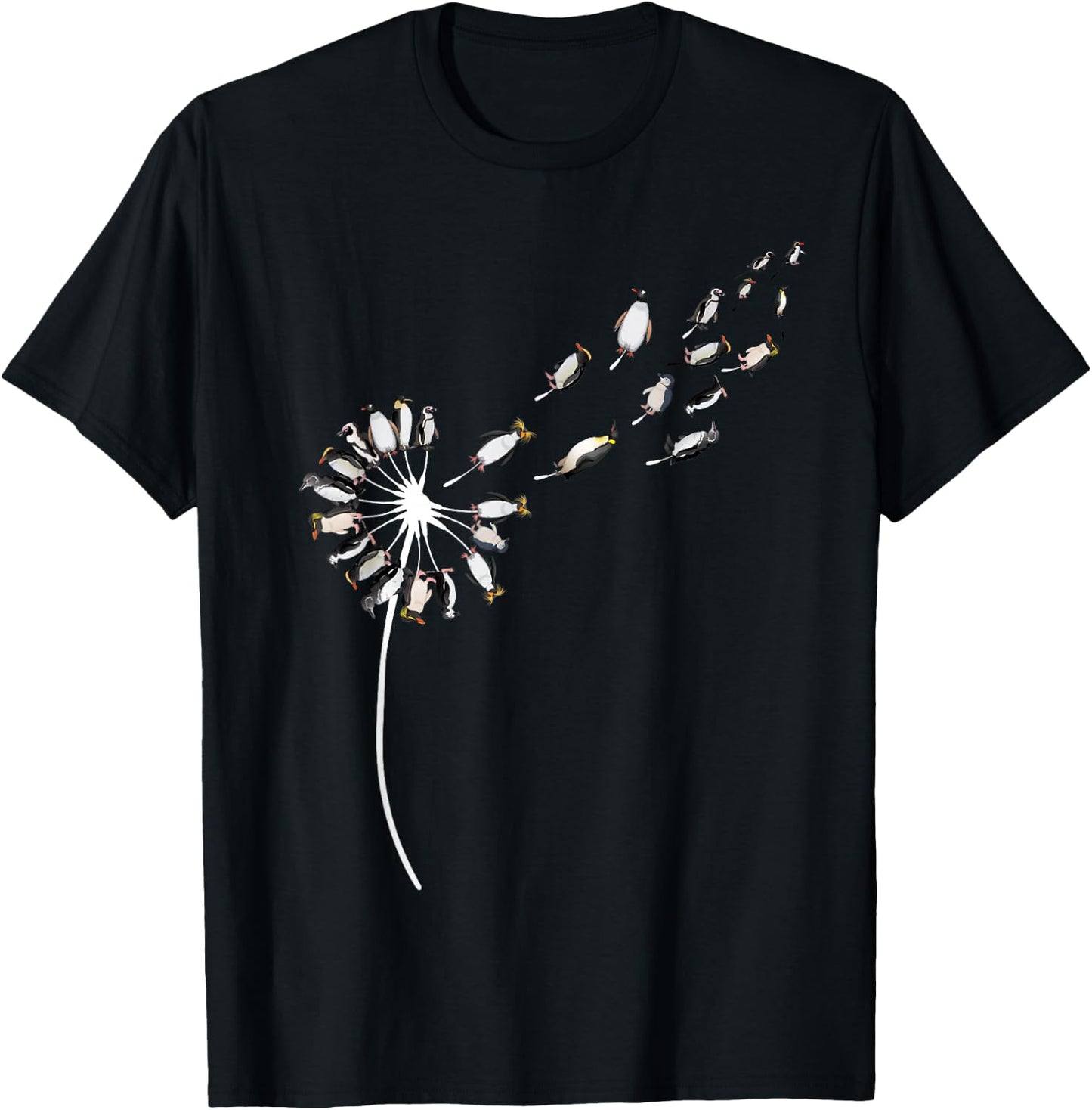 Dandelion Penguins for Penguin Lover | Penguin T-Shirt - T-Shirt | Black