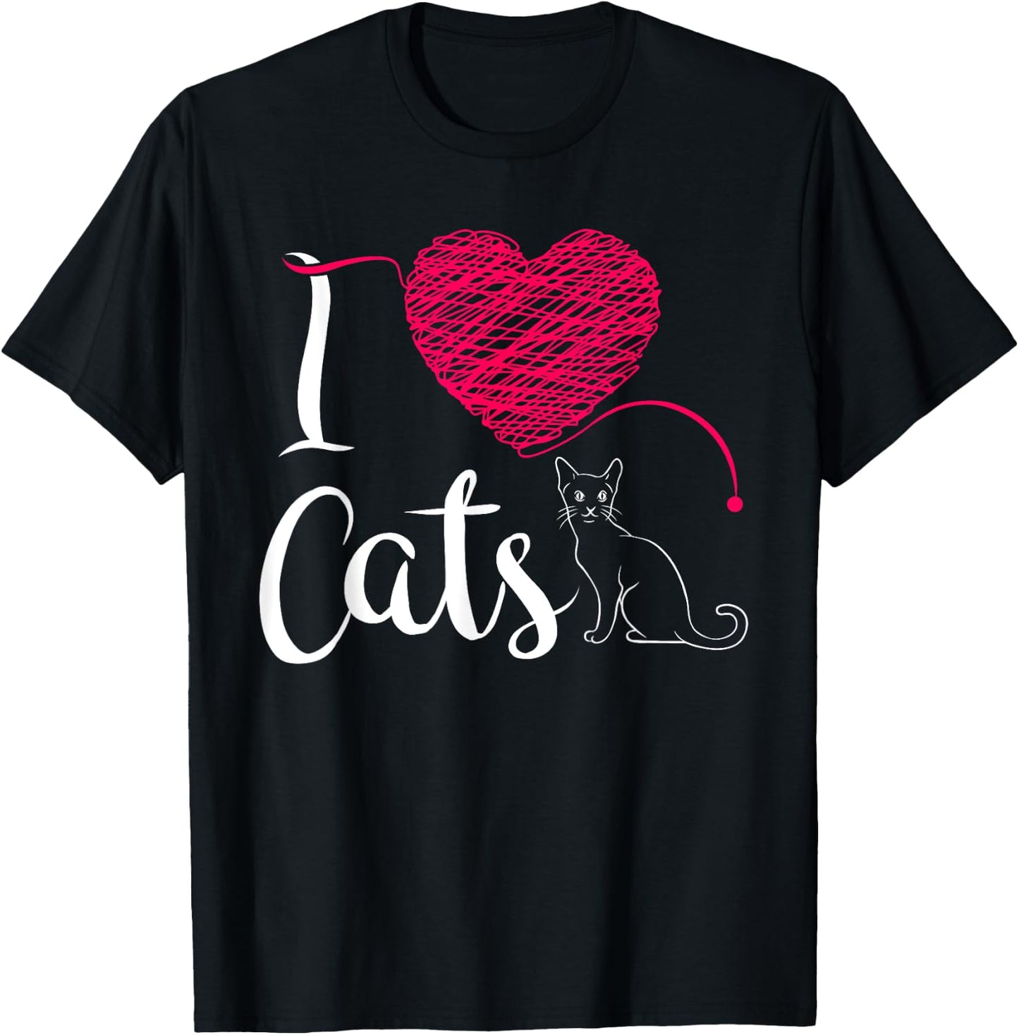 I Love Cats & Kittens - Cat Lover Gift Women Kids T-Shirt - T-Shirt | Black