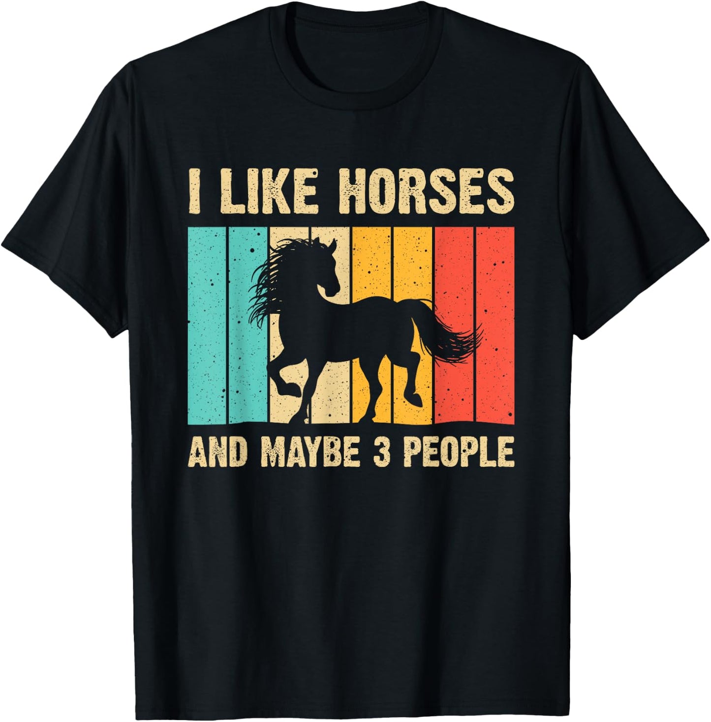 Funny Horse Art Horse Lover Men Women Boys Girls Introvert T-Shirt - T-Shirt | Black