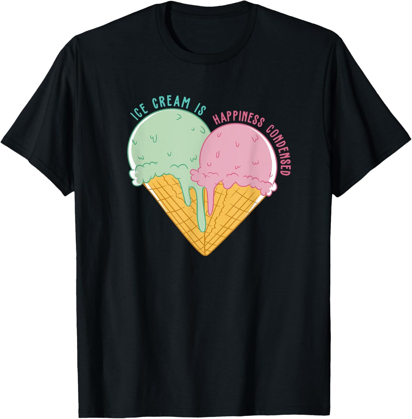 Ice Cream Lucky Charm Summer Ice Cream Lover , black T-Shirt - T-Shirt | Black