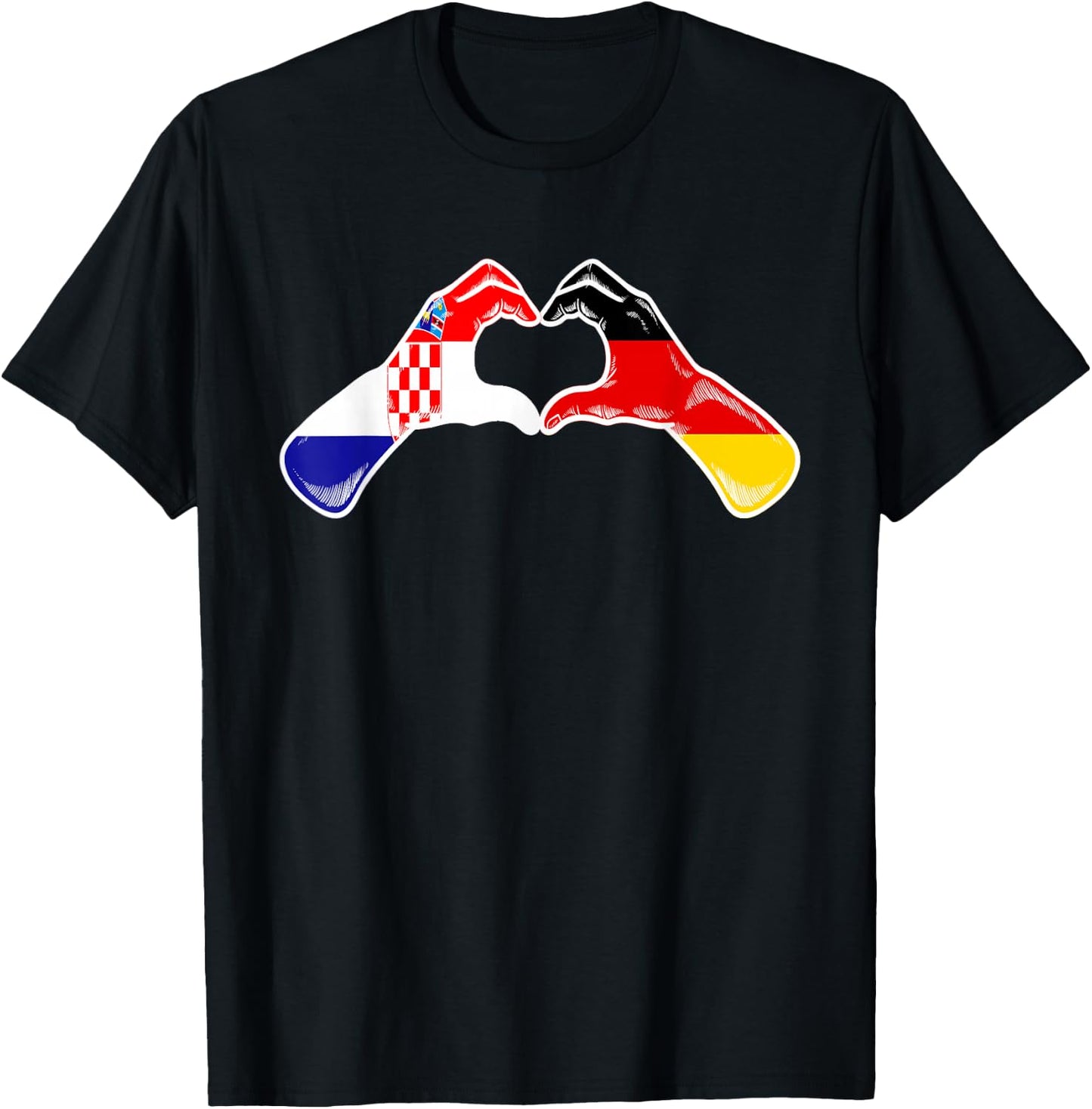 Kroatien Deutschland Flagge - Kroatisch Deutsches Herz T-Shirt - T-Shirt | Black