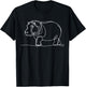 Minimalist Hippo Line Art Simple Animal Drawing Design T-Shirt - T-Shirt | Black