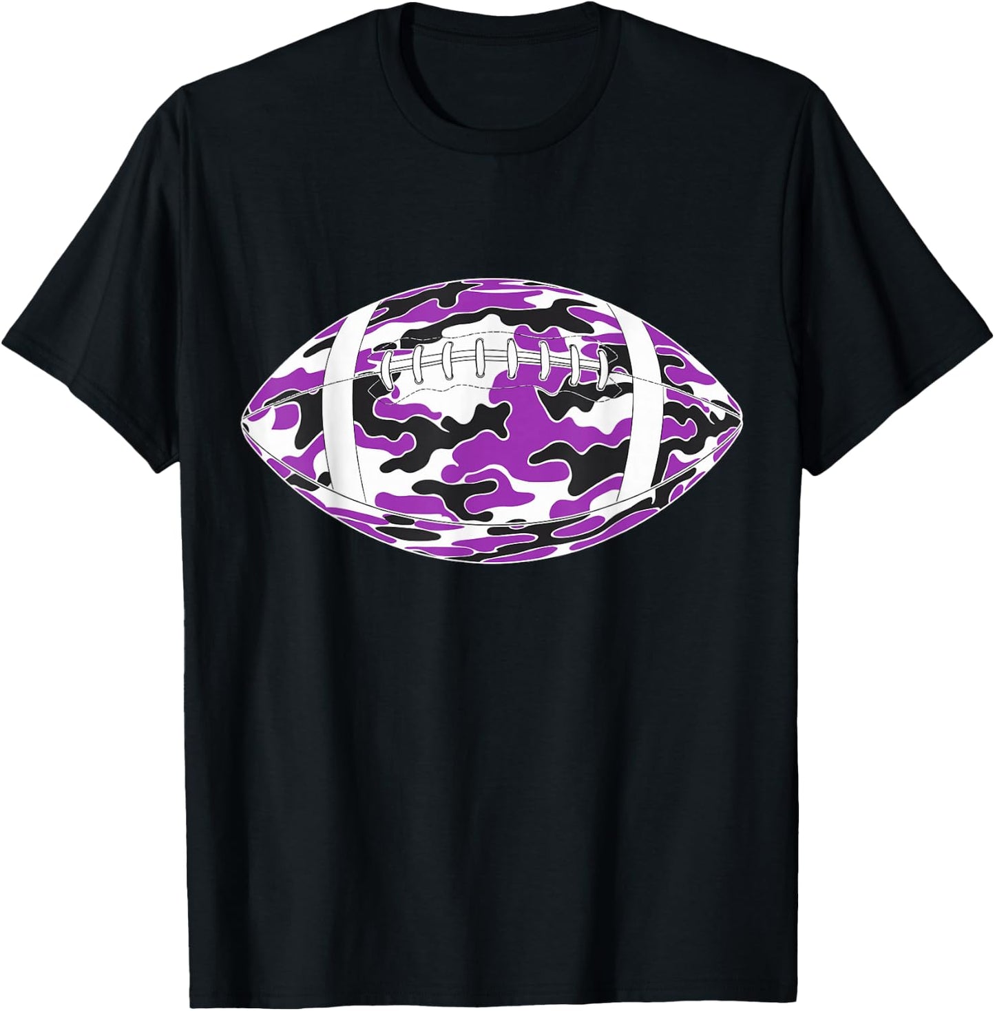 Purple Camouflage American Football T-Shirt - T-Shirt | Black