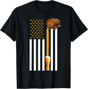 Funny Beer American Flag USA Patriotic 4th July Men T-Shirt - T-Shirt | Black