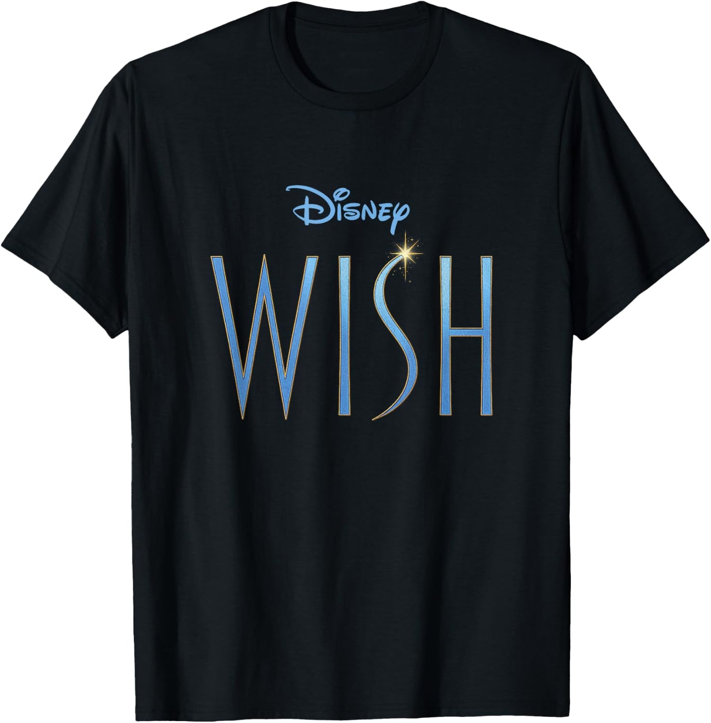 Disney Wish Blue Sparkle Title Movie Logo T-Shirt - T-Shirt | Black