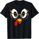 Cute Turkey Face Thanksgiving Leopard Print Glasses Girls T-Shirt - T-Shirt | Black
