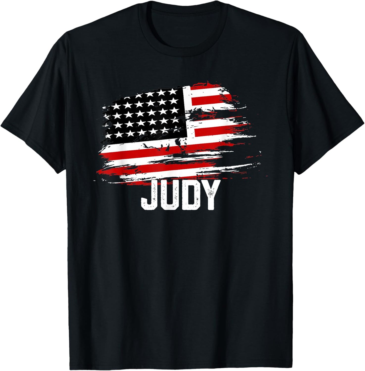 JUDY USA Flag Personalized 4th of July JUDY T-Shirt - T-Shirt | Black