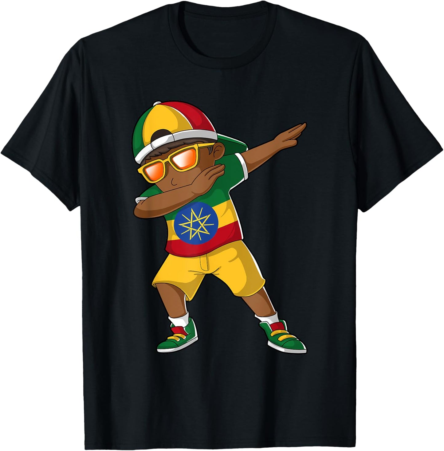 Ethiopian Boy Ethiopia Kid Patriotism Roots Heritage T-Shirt - T-Shirt | Black
