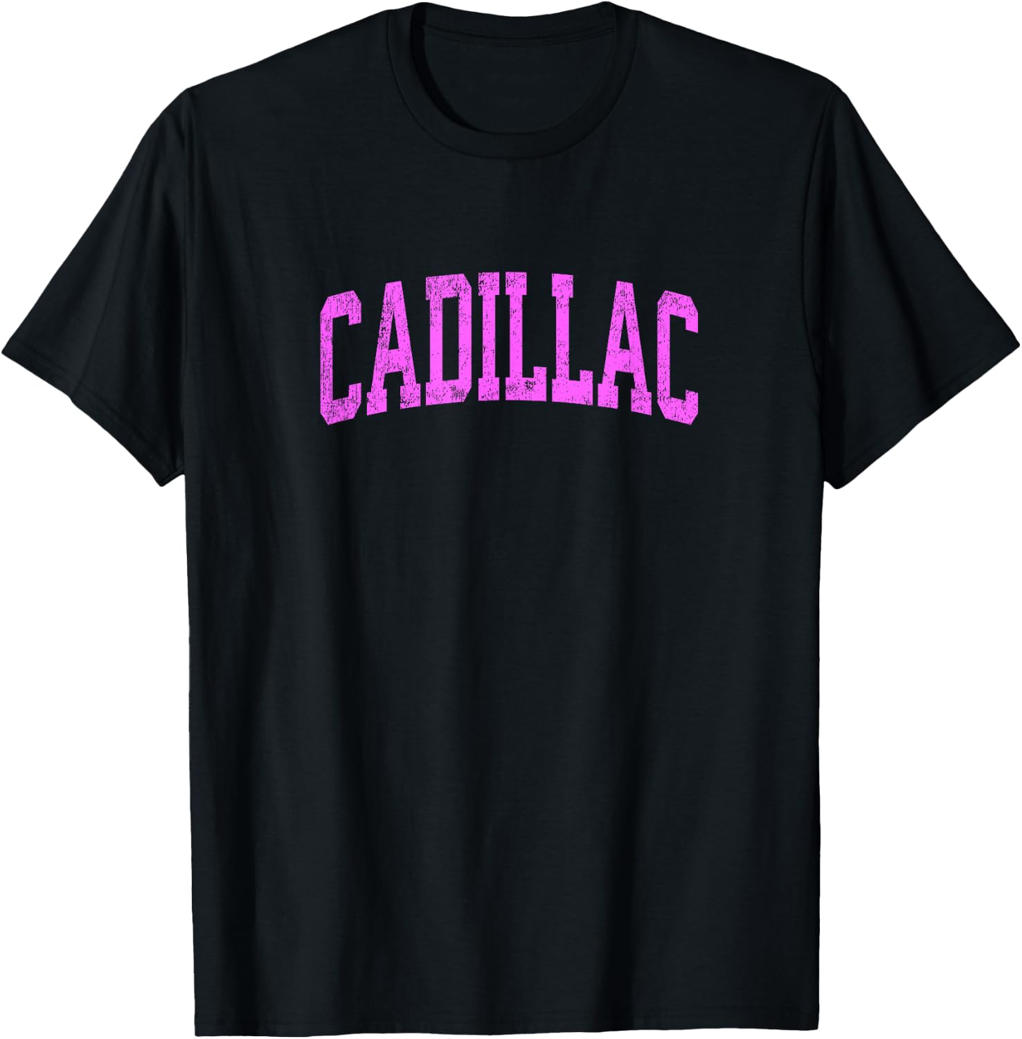 Cadillac Michigan MI Vintage Athletic Sports Pink Design T-Shirt - T-Shirt | Black