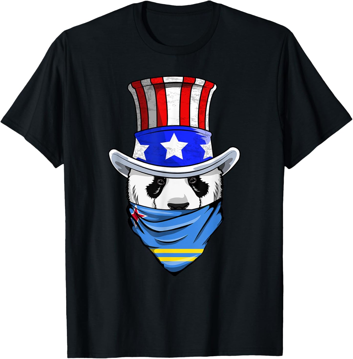 Aruban Panda Bear in Aruba Bandana Flag T-Shirt - T-Shirt | Black