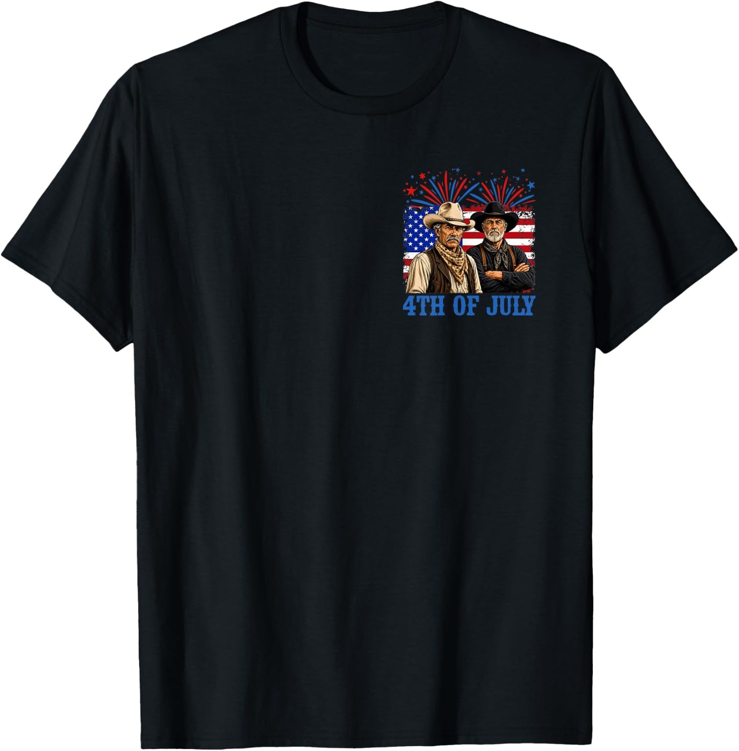 Western Cowboy Biscuits Freedom Fourth of July (2 Sided) T-Shirt - T-Shirt | Black