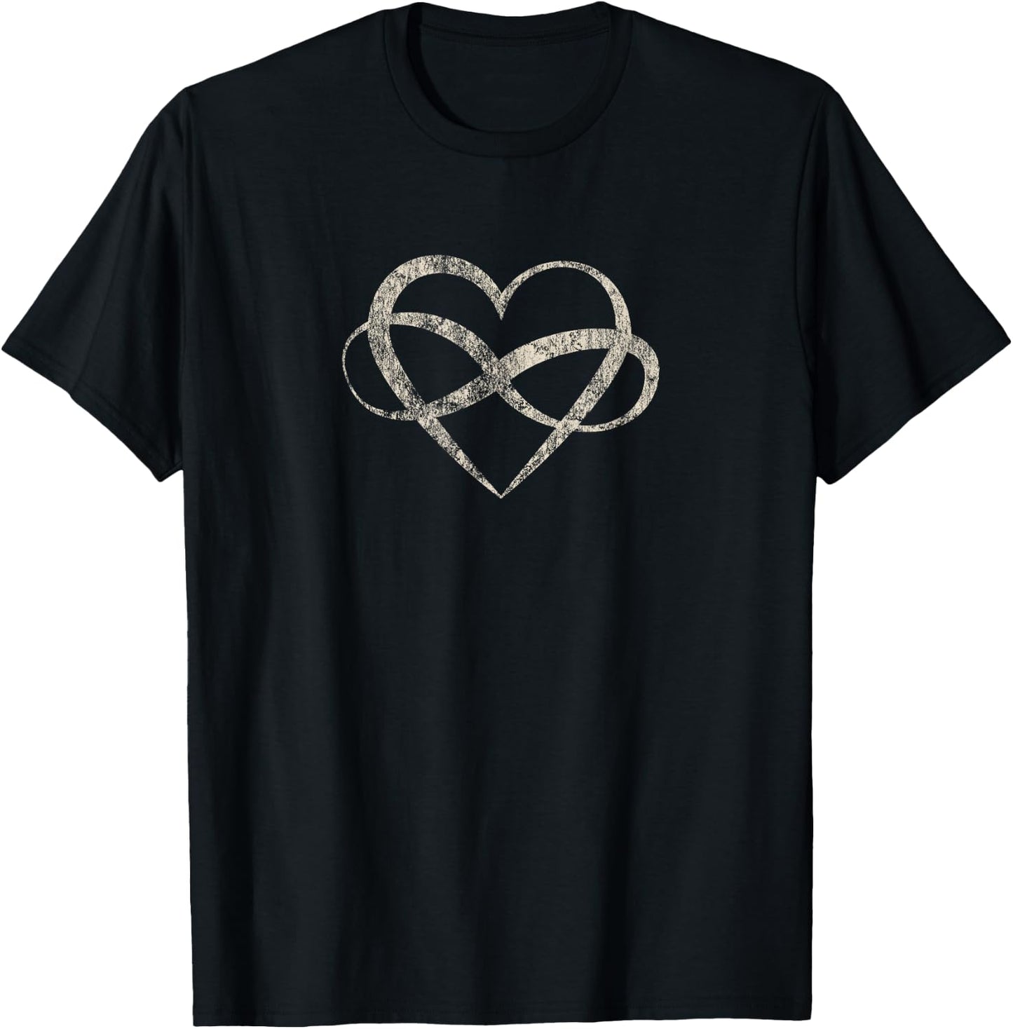 Infinite Love Infinity Heart Polyamory Vintage Aged T Shirt T-Shirt - T-Shirt | Black