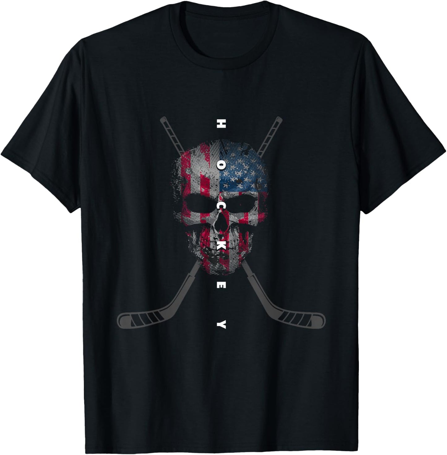 American Flag Skull Hockey Apparel - Hockey Kids Men T-Shirt - T-Shirt | Black