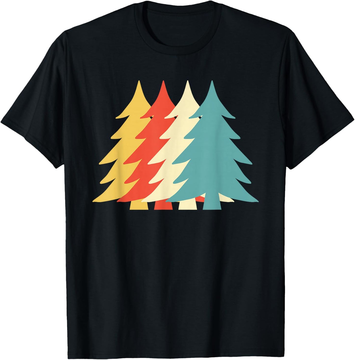 Vintage Christmas Tree Classic Retro Holiday Vibes Pinetree T-Shirt - T-Shirt | Black