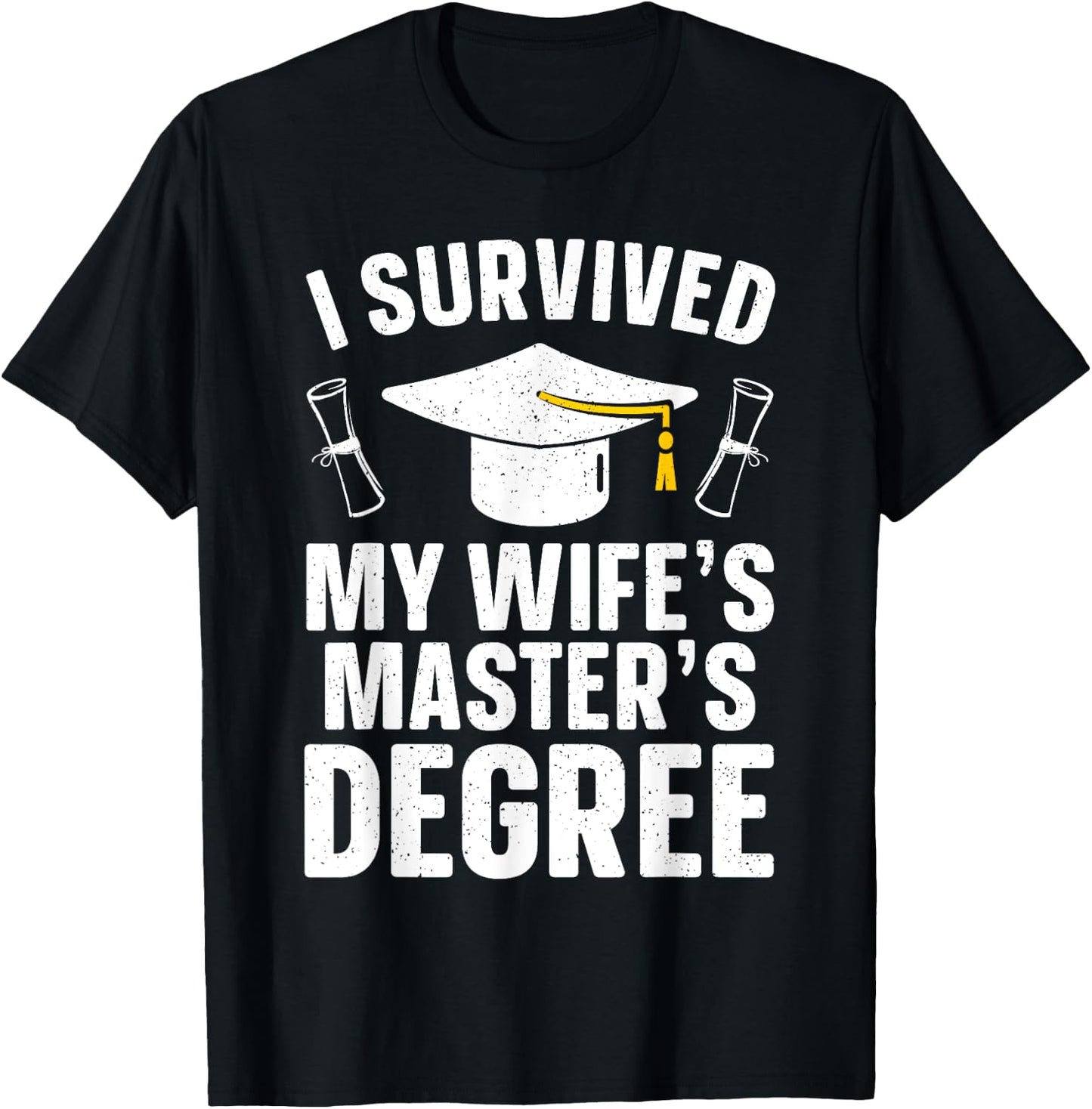 Masters Degree Graduation Art Husband Masters Degree T-Shirt - T-Shirt | Black