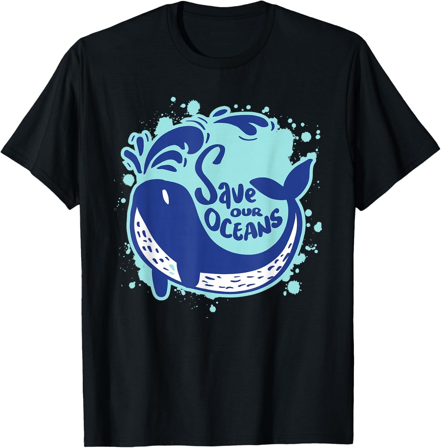 55th Anniversary Earth Day 2025 Save Our Oceans Blue Whale T-Shirt - T-Shirt | Black