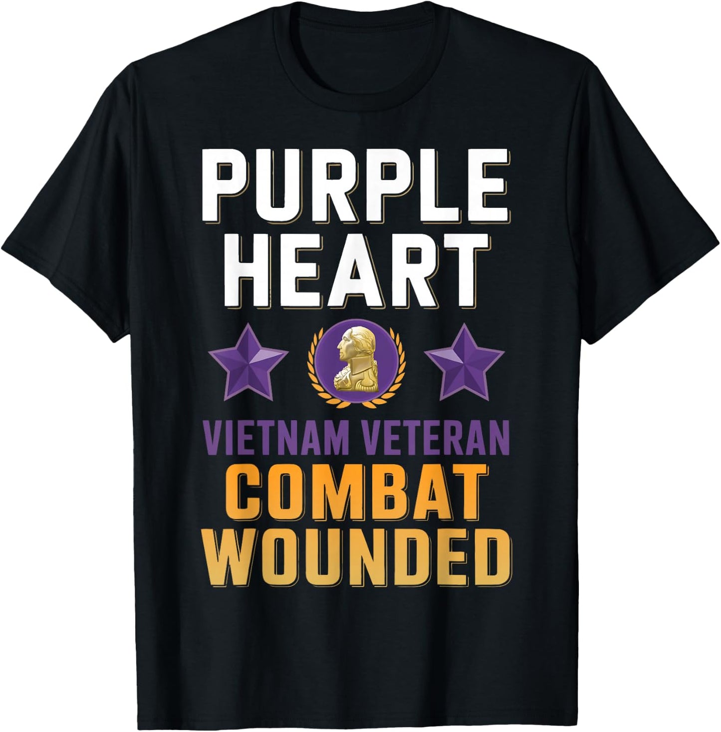 Purple Heart Vietnam Veteran Combat Wounded Proud Patriotic T-Shirt - T-Shirt | Black