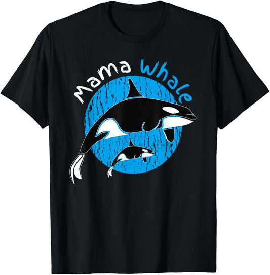 Mama Whale Mom Mother's Day Pregnancy Whale Child T-Shirt - T-Shirt | Black