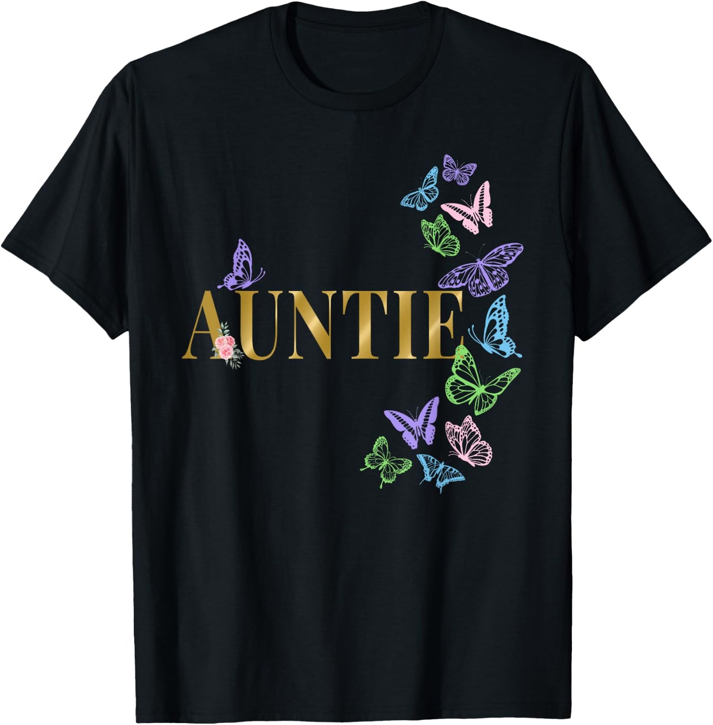 Auntie of The Birthday Girl Butterfly Party Matching Family T-Shirt - T-Shirt | Black