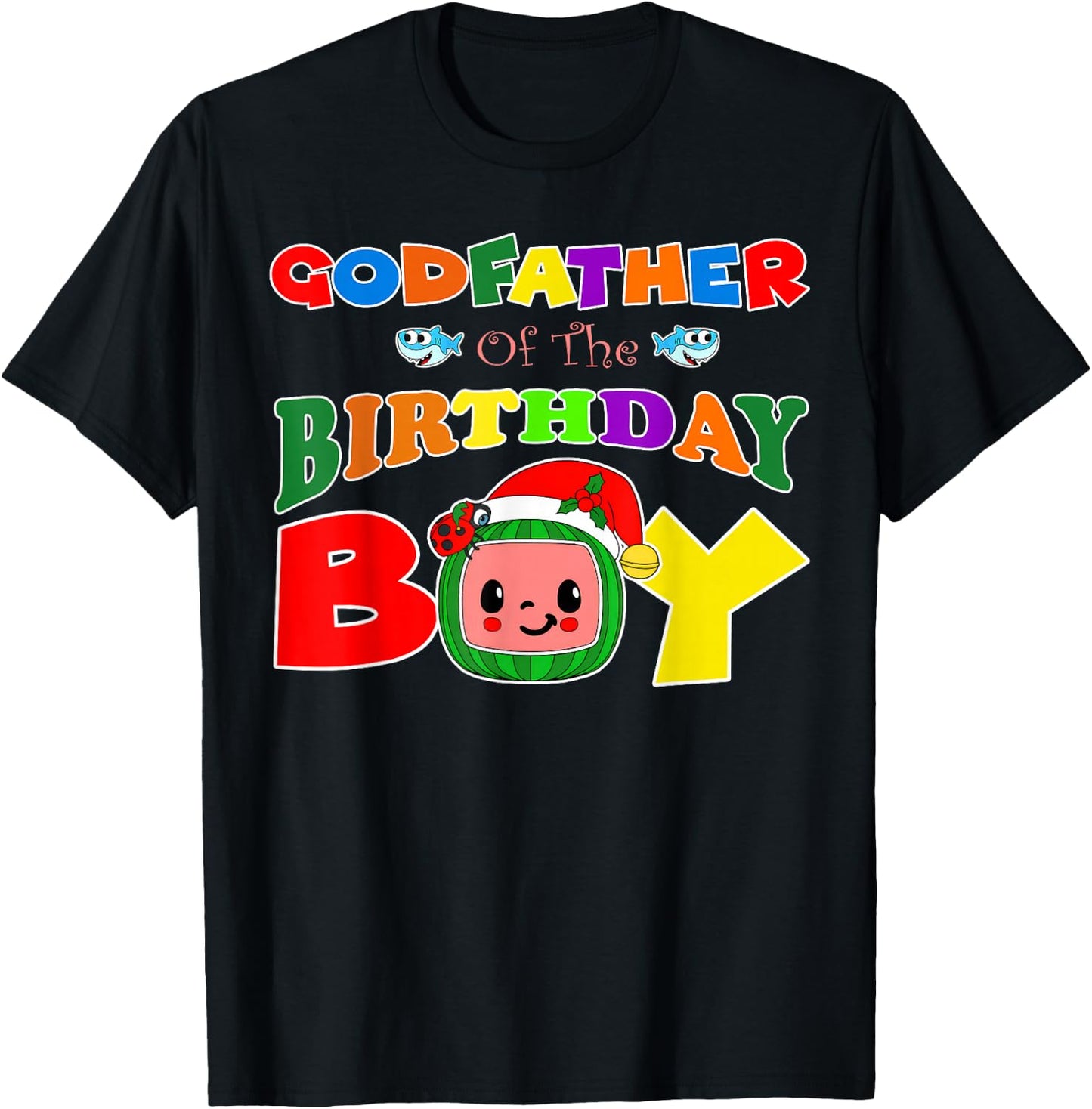 Godfather Of The Birthday Boy Funny Melon Family Matching T-Shirt - T-Shirt | Black