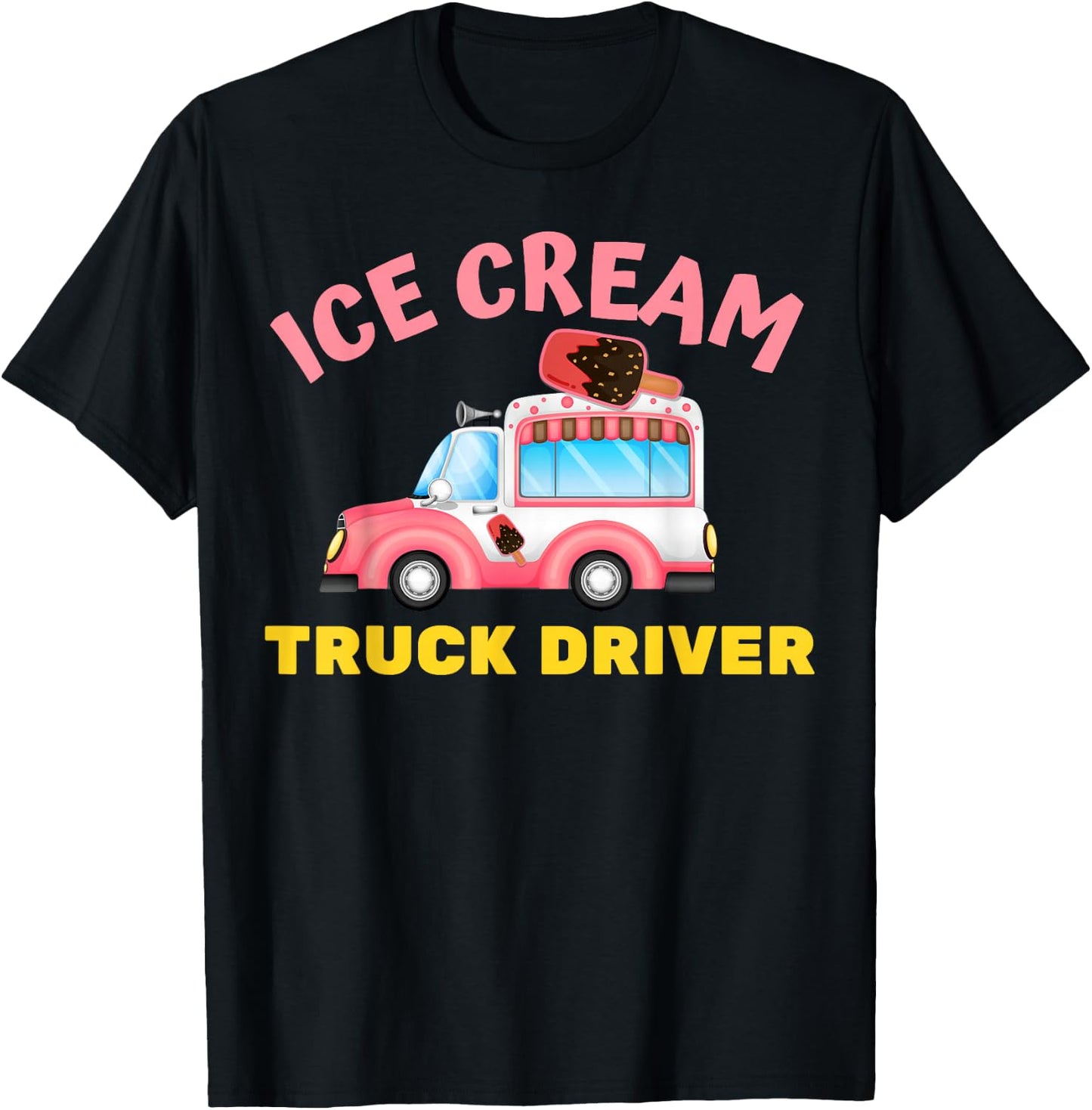Ice Cream Truck Driver Nostalgic Man Classic Summer Sweet T-Shirt - T-Shirt | Black
