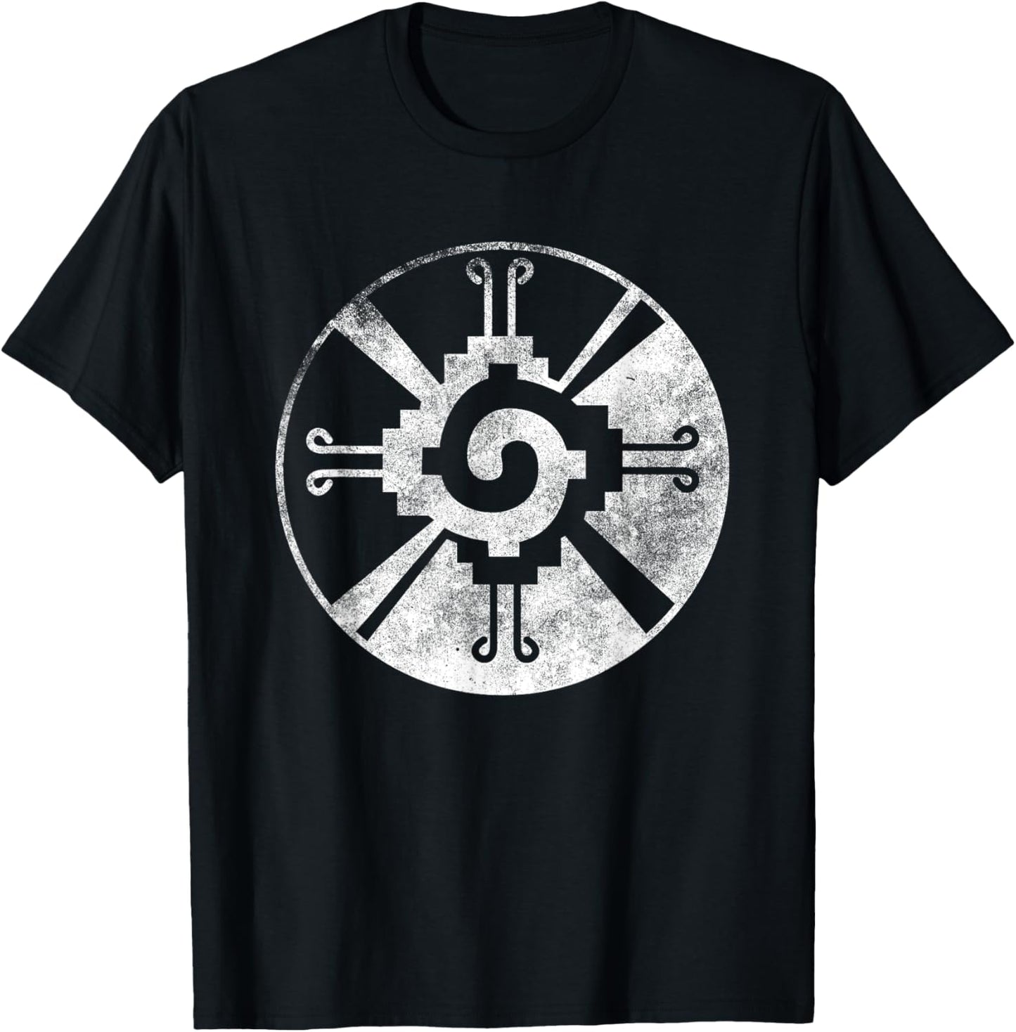 Hunab Ku Mayan God Symbol Civilization Distressed T Shirt T-Shirt - T-Shirt | Black
