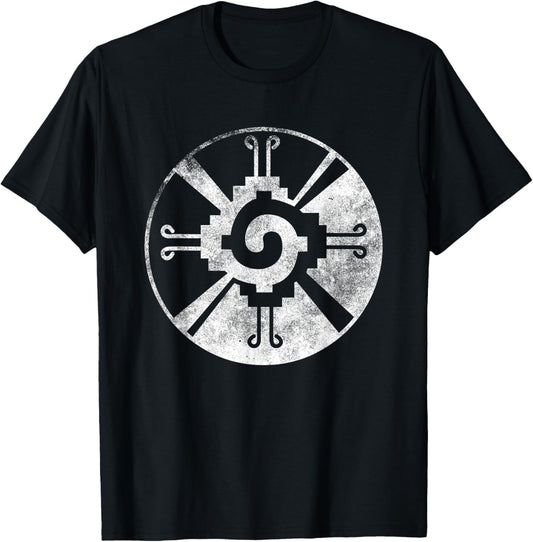 Hunab Ku Mayan God Symbol Civilization Distressed T Shirt T-Shirt - T-Shirt | Black